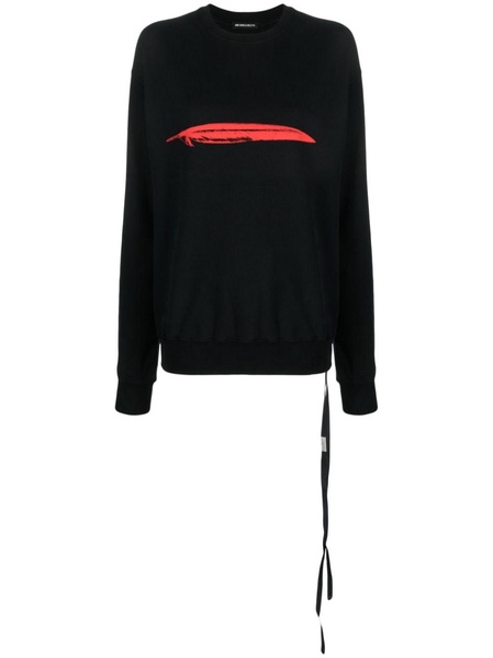 feather-print cotton sweatshirt