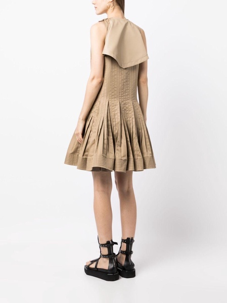 storm-flap pleated-skirt dress