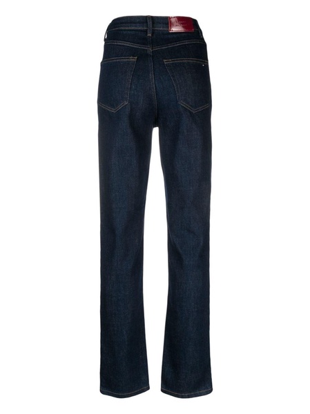 logo-patch high-rise straight-leg jeans