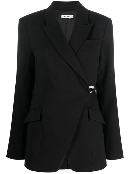 Eva crossover-neck clasp-fastening blazer