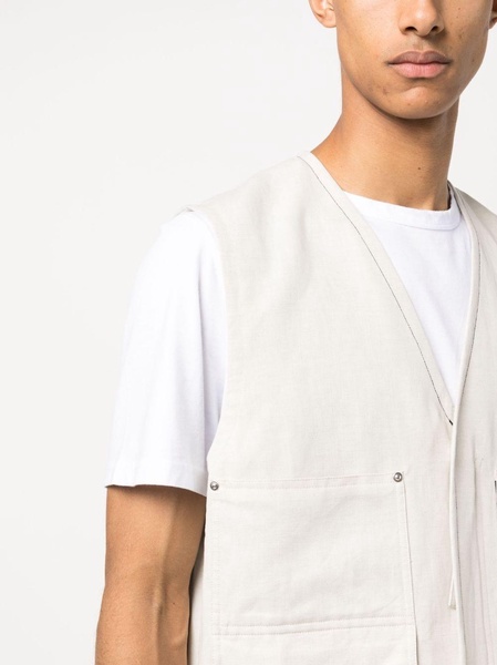 cotton-linen cargo gilet