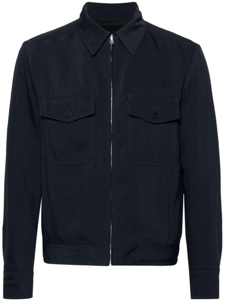 zip-up gabardine shirt jacket