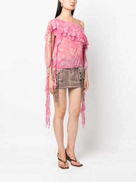 ruffled asymmetric silk blouse