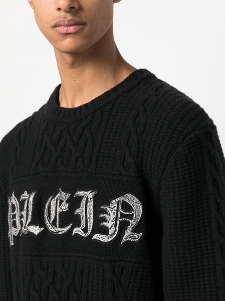 logo-print wool sweater