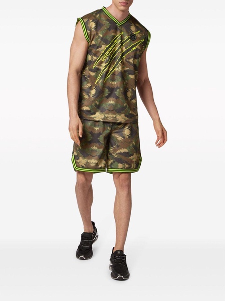 logo-print camouflage tank top