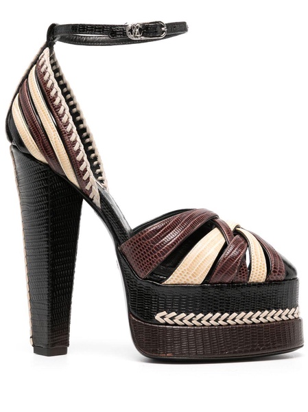 snakeskin-effect braided platform sandals