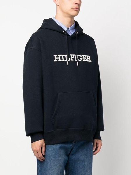 logo-embroidered drawstring hoodie