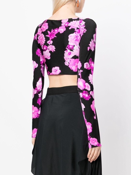 floral-print cropped top