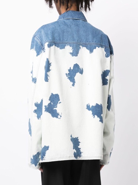 bleach-effect button-up denim jacket