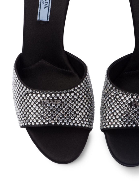 crystal-embellished satin mules