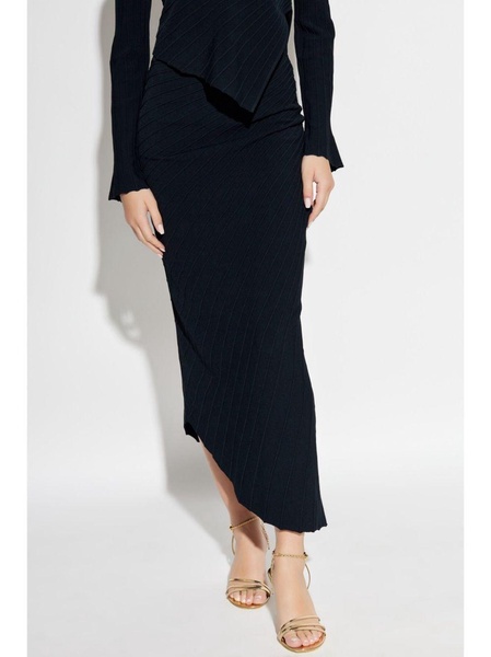 plissé asymmetric midi skirt