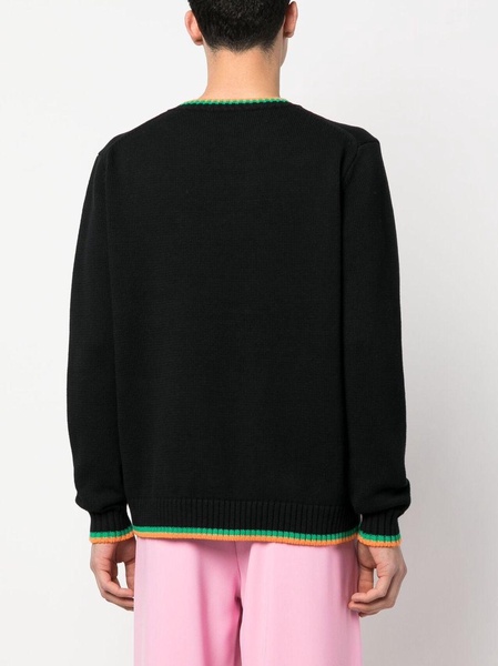 floral-intarsia crew-neck jumper