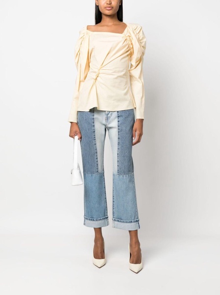 straight-leg patchwork jeans