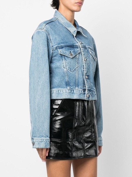 buttoned cropped denim jacket 