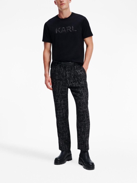 straight leg bouclé trousers