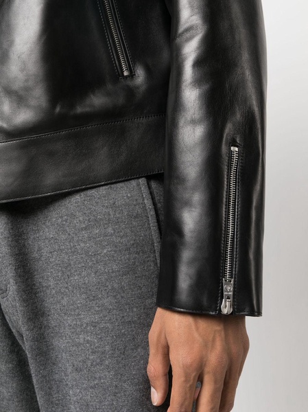 zip-up leather jacket