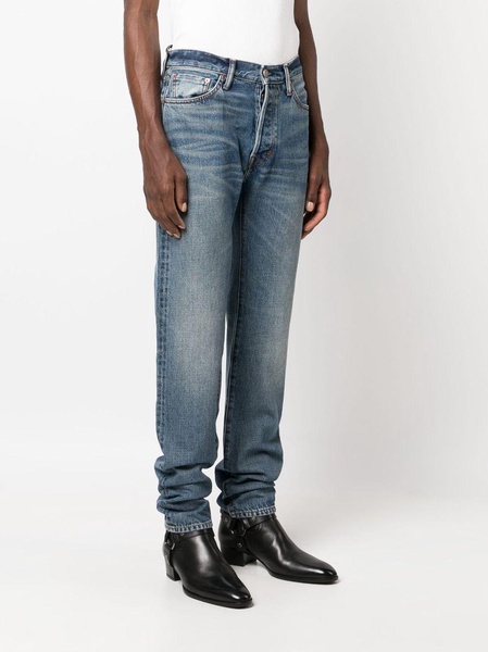 mid-rise straight-leg jeans