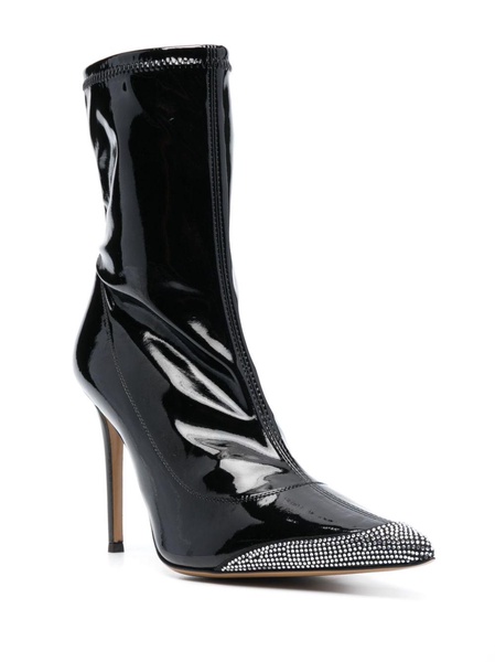 105mm crystal-embellished patent-leather boots