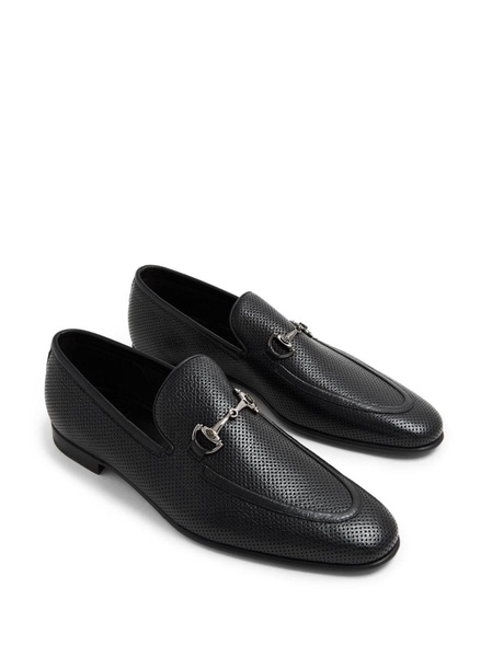 perforated horsebit-detail leather loafers