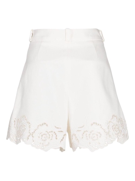 embroidered cotton-blend shorts