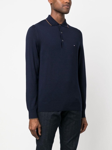 fine knit wool polo jumper