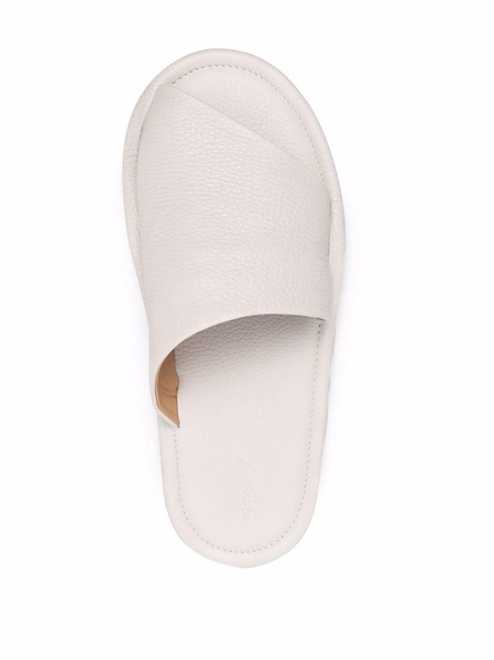 open-toe leather slides