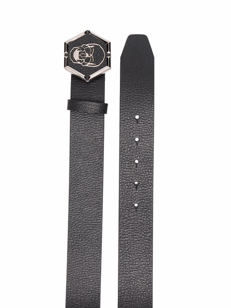 skull buckle leather belt