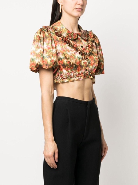 floral-print cropped blouse