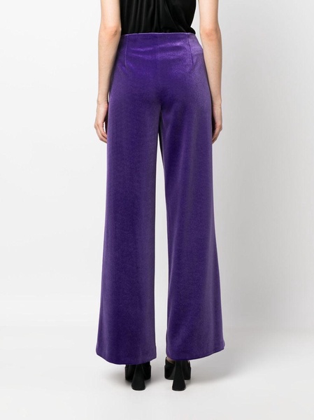 high-waisted velour flared trousers 