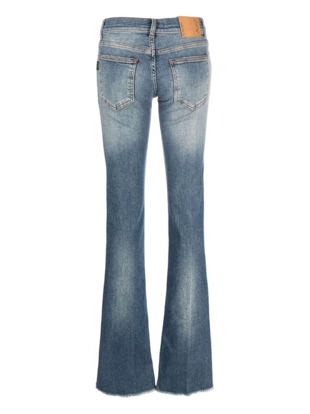 bleach-effect button-up flared jeans