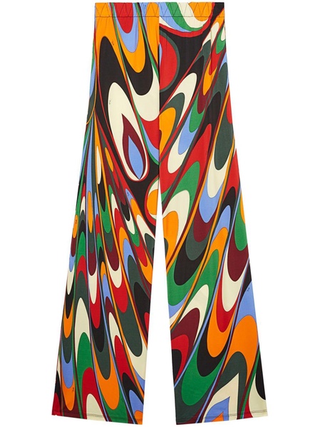 Onde-print satin palazzo trousers