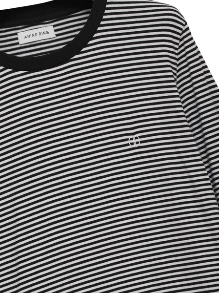 embroidered-logo striped top