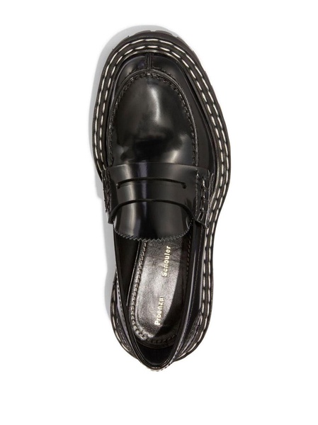 contrasting-stitch detail loafers