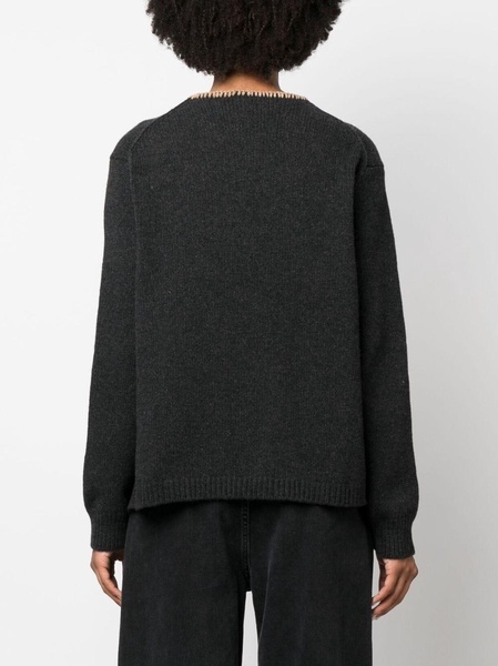 contrast-stitching knitted jumper