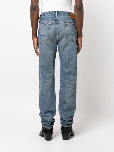 mid-rise straight-leg jeans