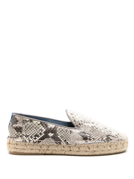 snakeskin-effect round-toe espadrilles