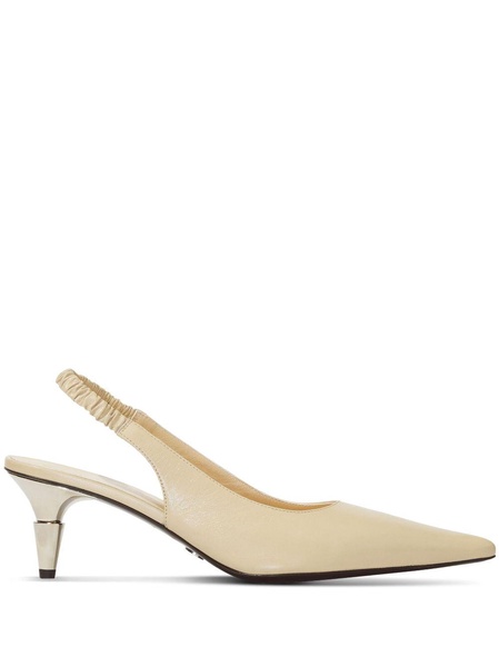 Spike slingback leather pumps