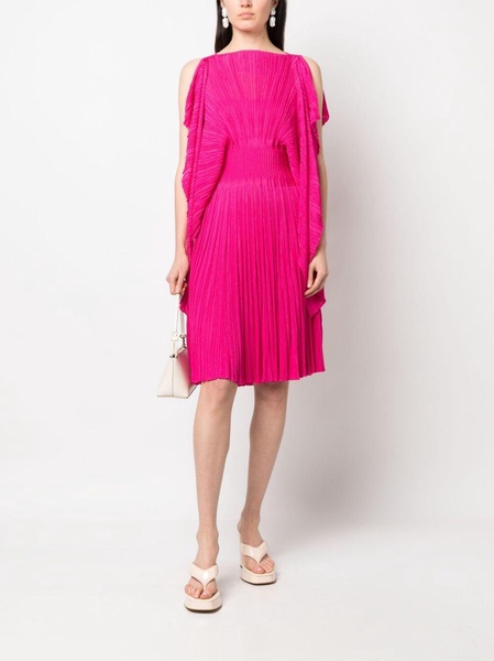 fully pleated slit-sleeve dress