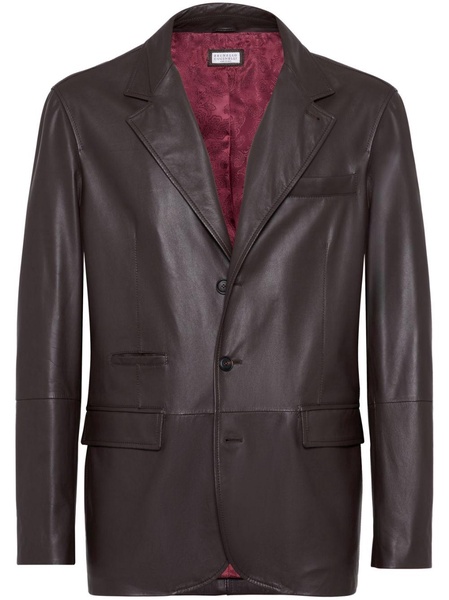 single-breasted leather blazer 