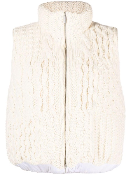 knit-panel padded vest