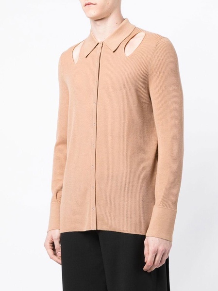 wool-blend rib pointelle shirt