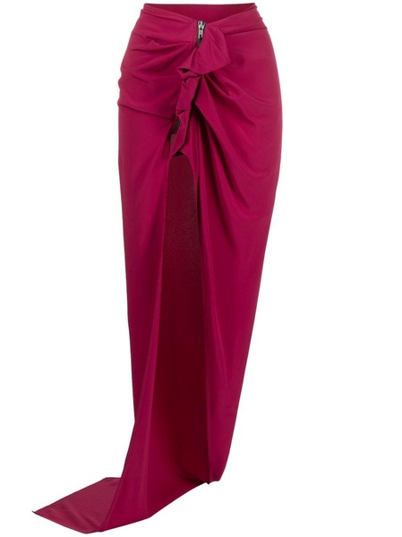 ruffle-trim draped maxi skirt