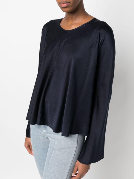 panelled satin-finish blouse