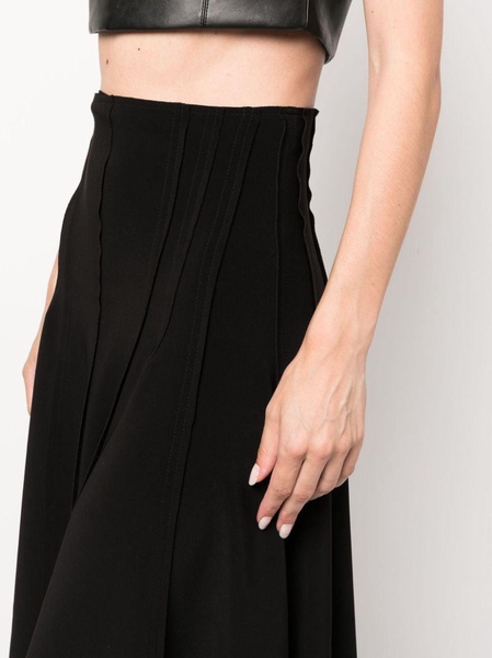 high-waisted pleated maxi skirt