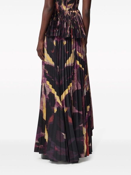 Lemna abstract-print pleated skirt