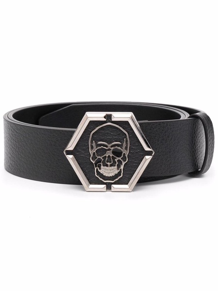 skull buckle leather belt