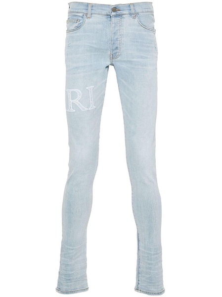 logo-embroidered cotton jeans