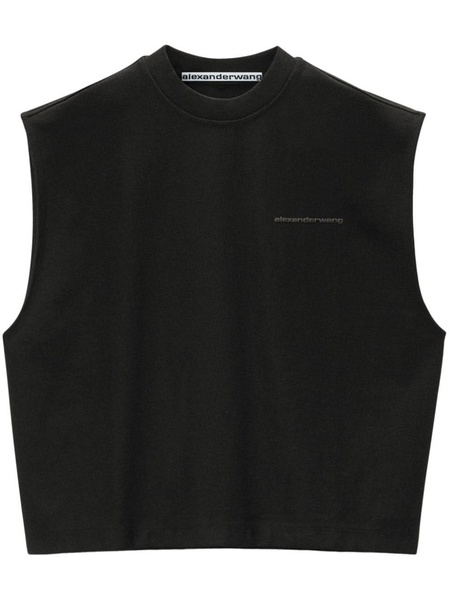 logo-embossed cotton tank top