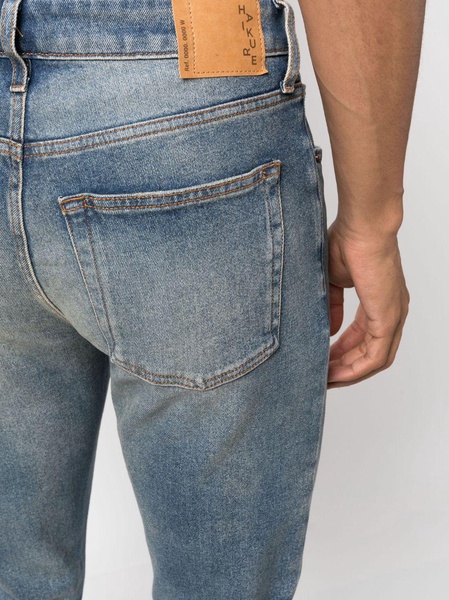 stonewashed straight-leg jeans