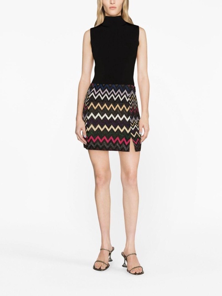 zigzag crochet-knit miniskirt